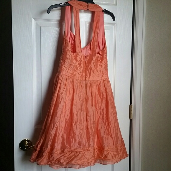 Nicole miller orange coral dress size 2 silk prom - Picture 2 of 2